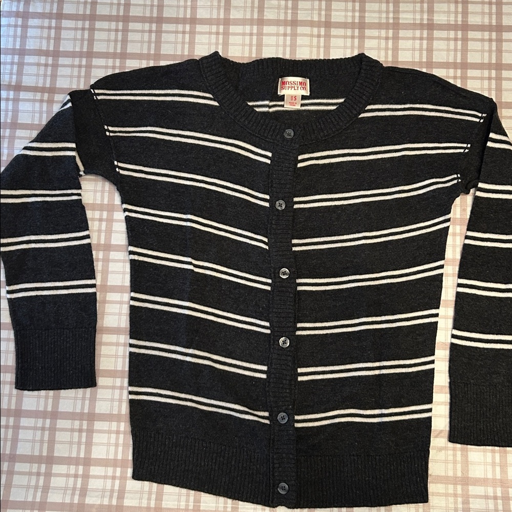 Mossimo Supply Co. Black and White Striped Cardigan